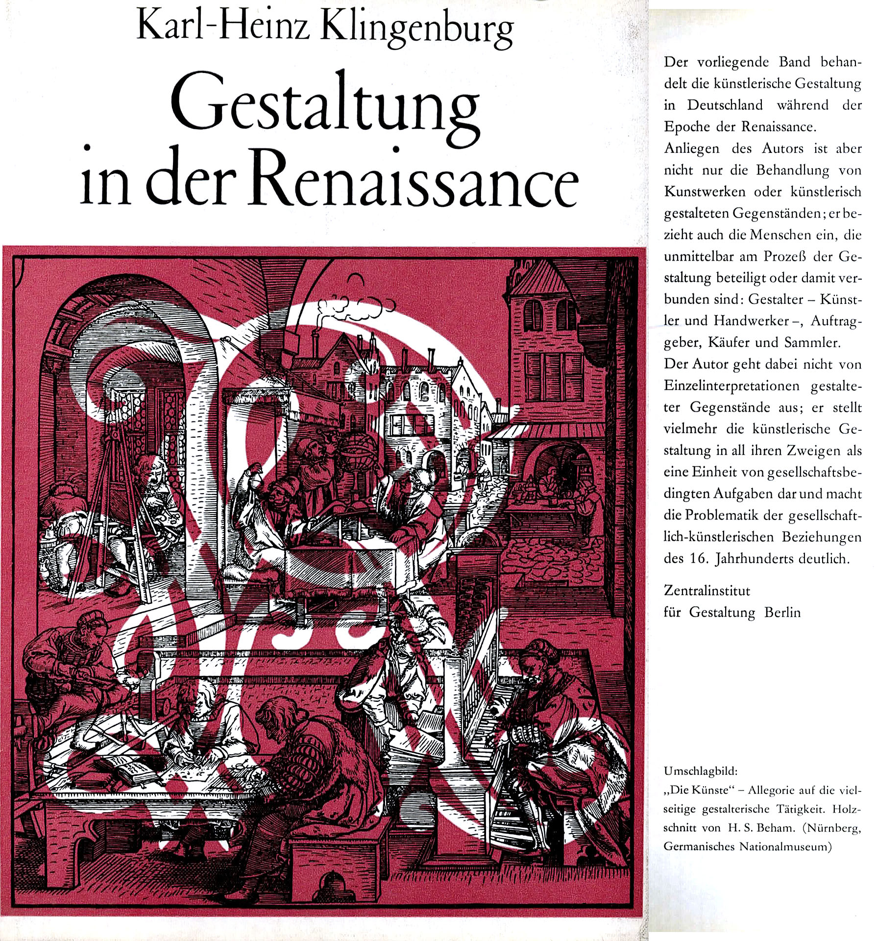 Gestaltung in der Renaissance - Abriß der angewandten Kunst, Bank II - Klingenburg, Karl-Heinz
